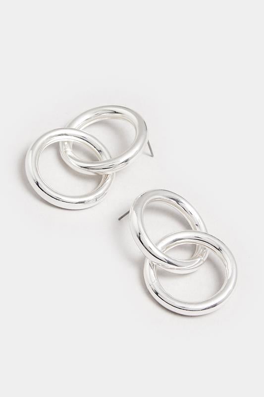 Evans Yours Silver Tone Double Hoop Stud Earrings