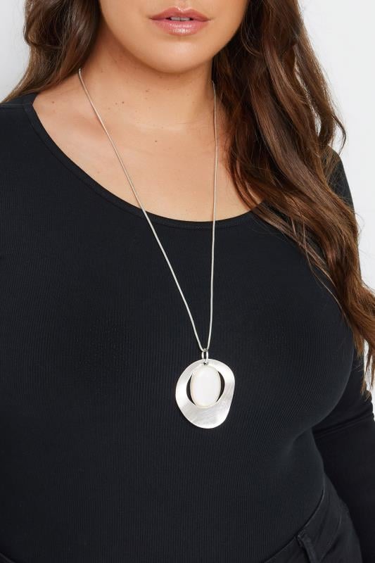 evans Yours Silver Tone Gemstone Pendant Necklace