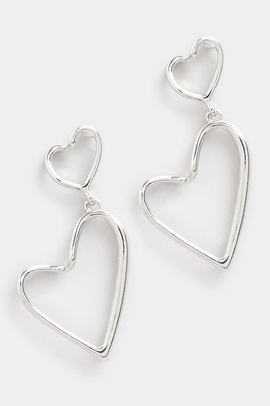 Evans Yours Silver Tone Heart Drop Earrings