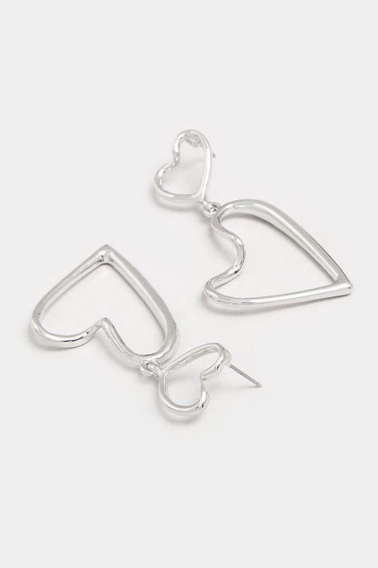 Evans Yours Silver Tone Heart Drop Earrings