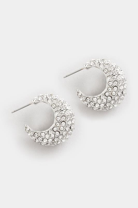 Evans Yours Silver Tone Hoop Diamante Earrings