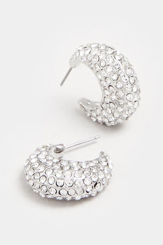 Evans Yours Silver Tone Hoop Diamante Earrings