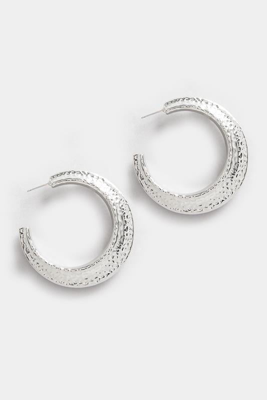 Evans Yours Silver Tone Hoop Textured Earrings
