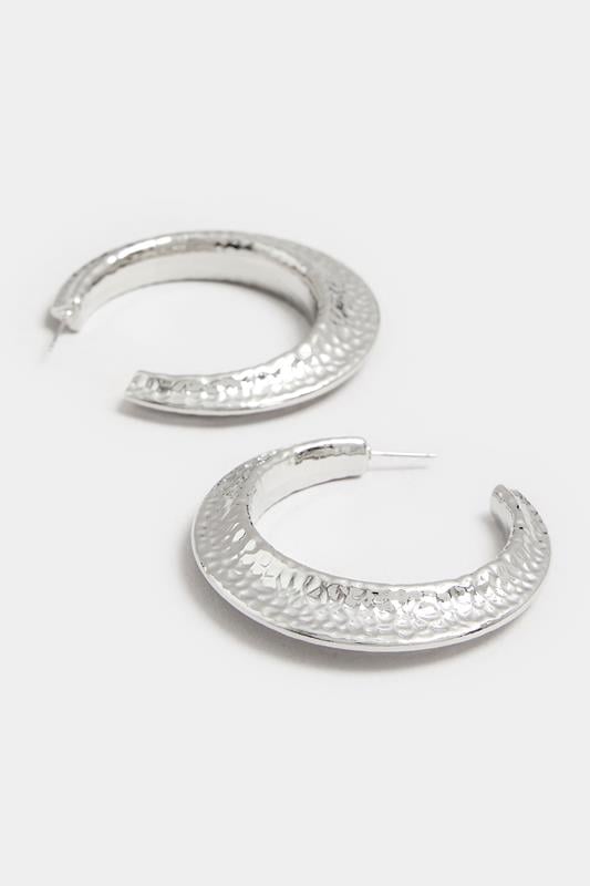 Evans Yours Silver Tone Hoop Textured Earrings