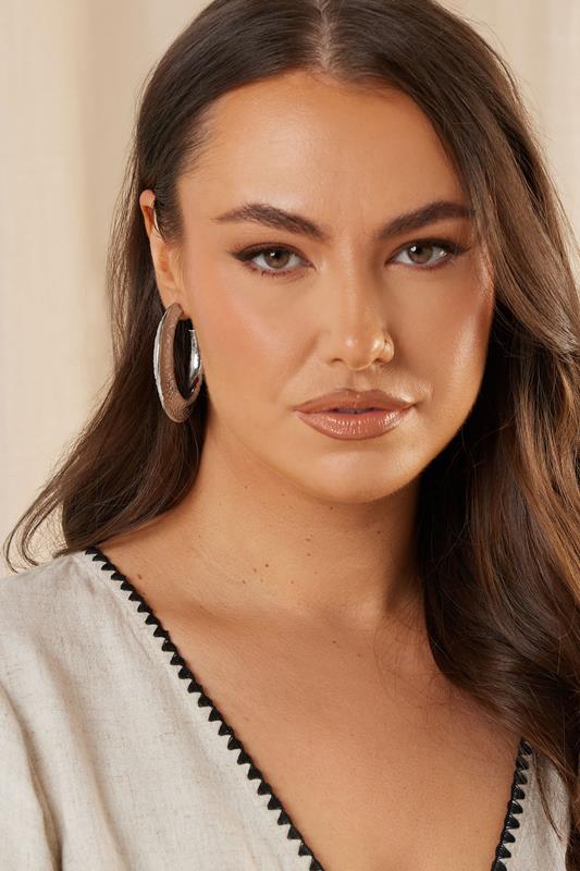 evans Yours Silver Tone Hoop Textured Earrings
