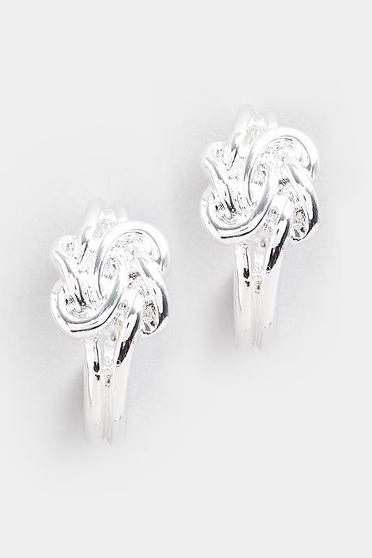 Evans Yours Silver Tone Knot Hoop Earrings