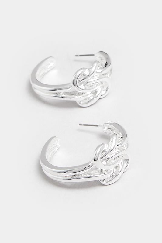 Evans Yours Silver Tone Knot Hoop Earrings