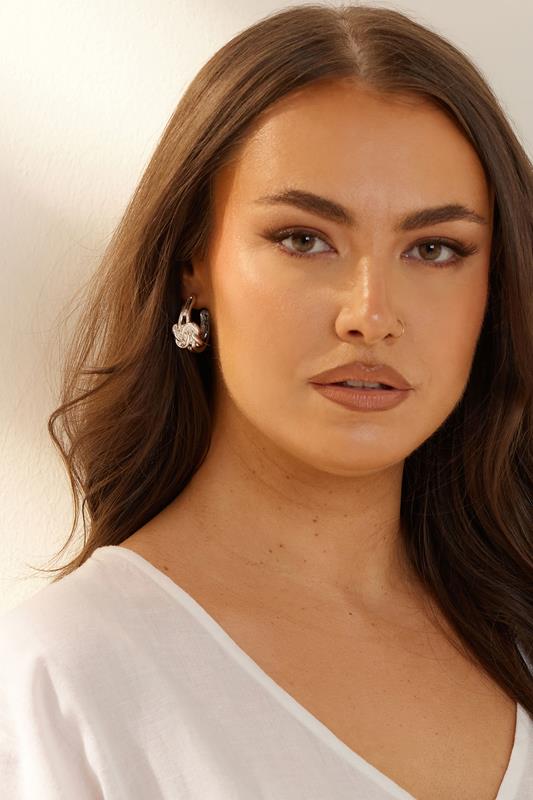 evans Yours Silver Tone Knot Hoop Earrings