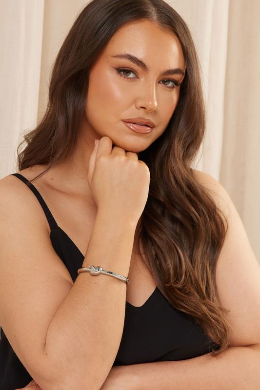 evans Yours Silver Tone Knotted Hinged Bracelet