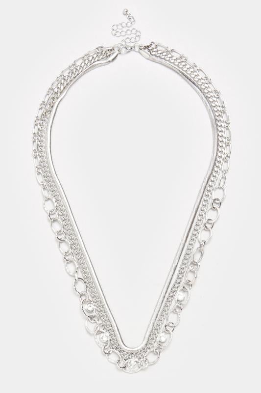 Evans Yours Silver Tone Layered Chain Necklace