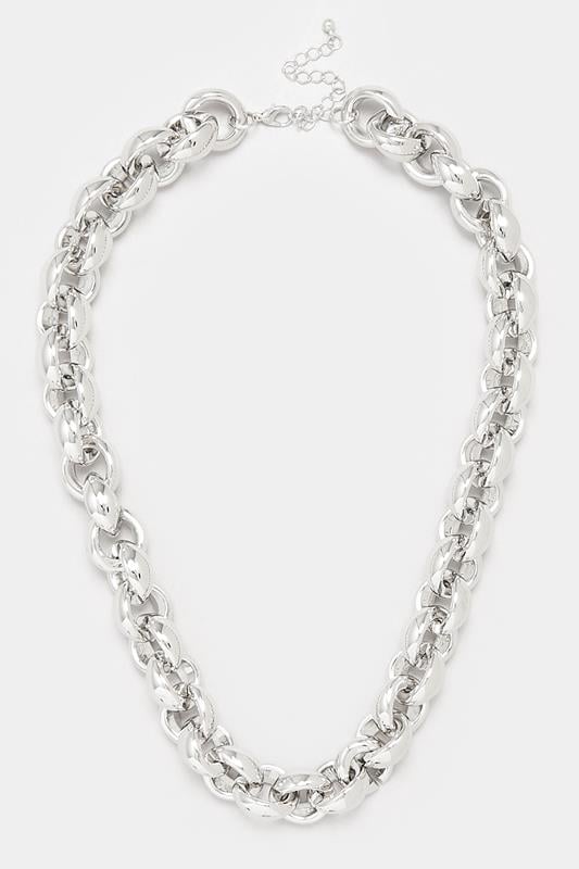 Evans Yours Silver Tone Linked Chain Necklace