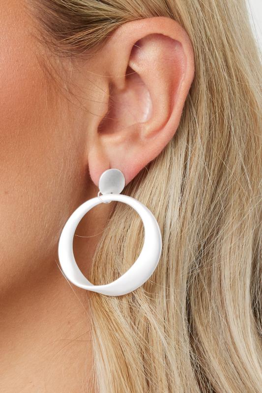evans Yours Silver Tone Matte Circle Drop Earrings