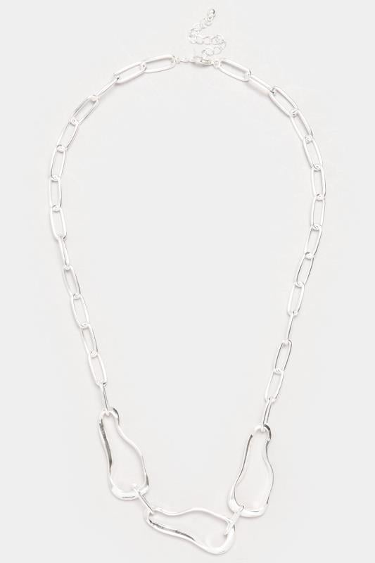 Evans Yours Silver Tone Molten Chain Link Necklace