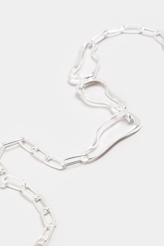 Evans Yours Silver Tone Molten Chain Link Necklace