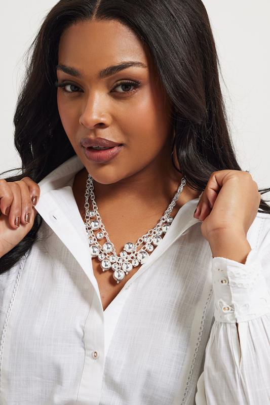 evans Yours Silver Tone Multi Beaded Necklace