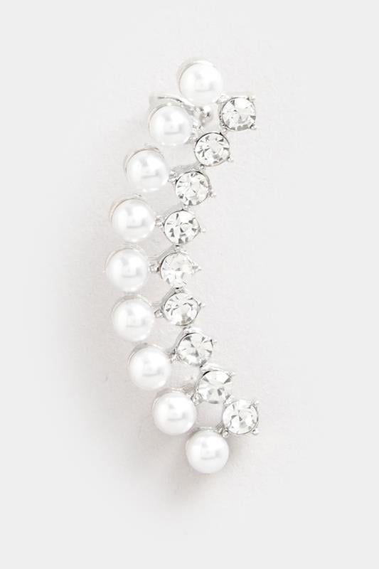 Evans Yours Silver Tone Pearl Cuff Earring