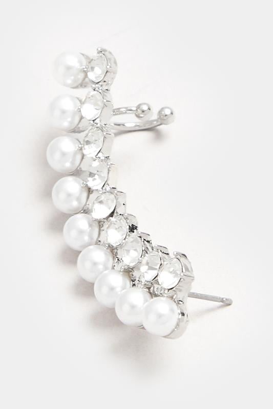 Evans Yours Silver Tone Pearl Cuff Earring