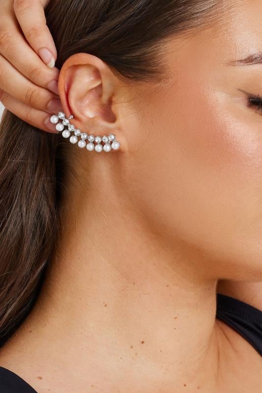 evans Yours Silver Tone Pearl Cuff Earring