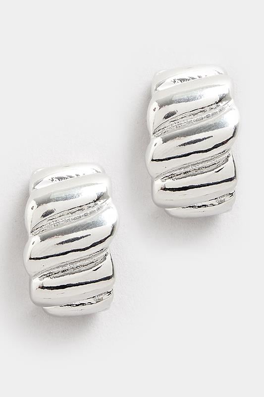 Evans Yours Silver Tone Ribbed Hoop Earrings