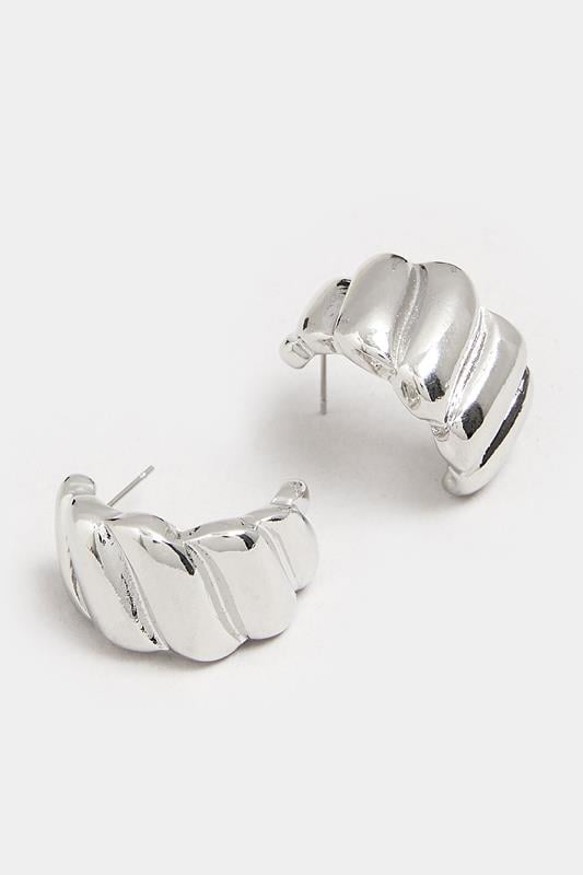 Evans Yours Silver Tone Ribbed Hoop Earrings