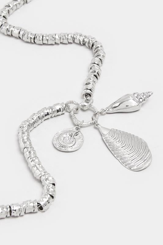 Evans Yours Silver Tone Shell Pendant Necklace