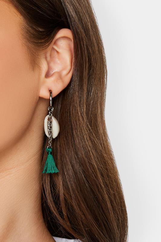 evans Yours Silver Tone Shell Tassel Earrings