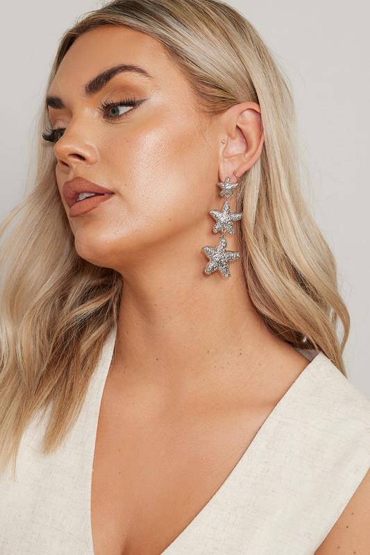 evans Yours Silver Tone Starfish Drop Earrings