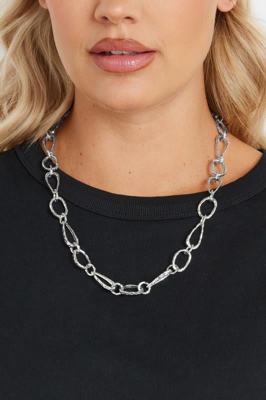 evans Yours Silver Tone Statement Chain Necklace
