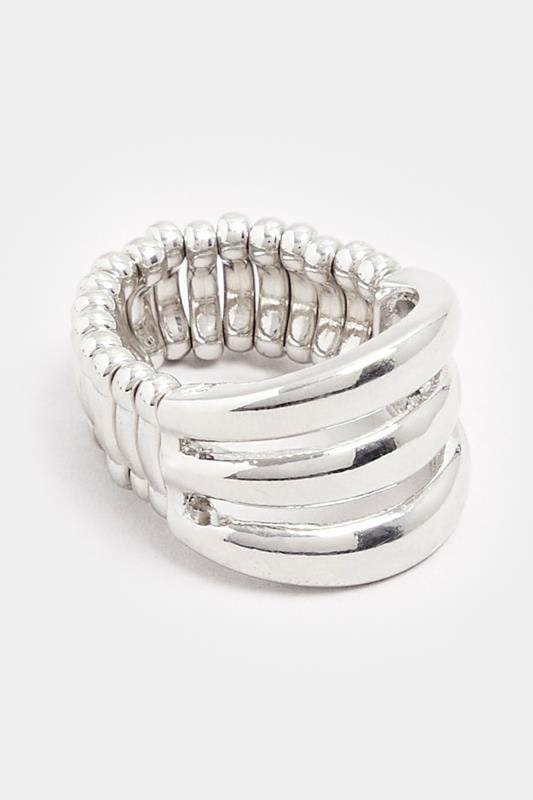 Evans Yours Silver Tone Statement Stretch Ring