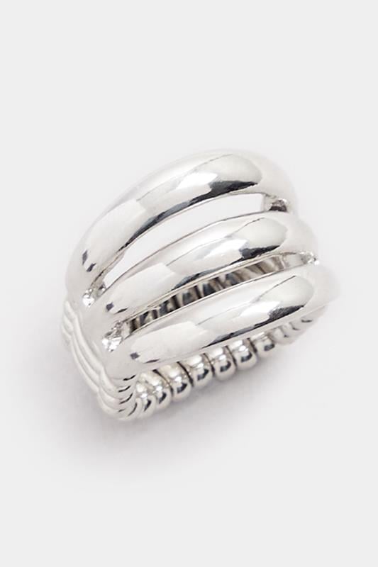 Evans Yours Silver Tone Statement Stretch Ring