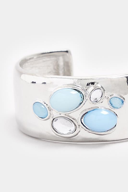 Evans Yours Silver Tone Stone Cuff Bracelet