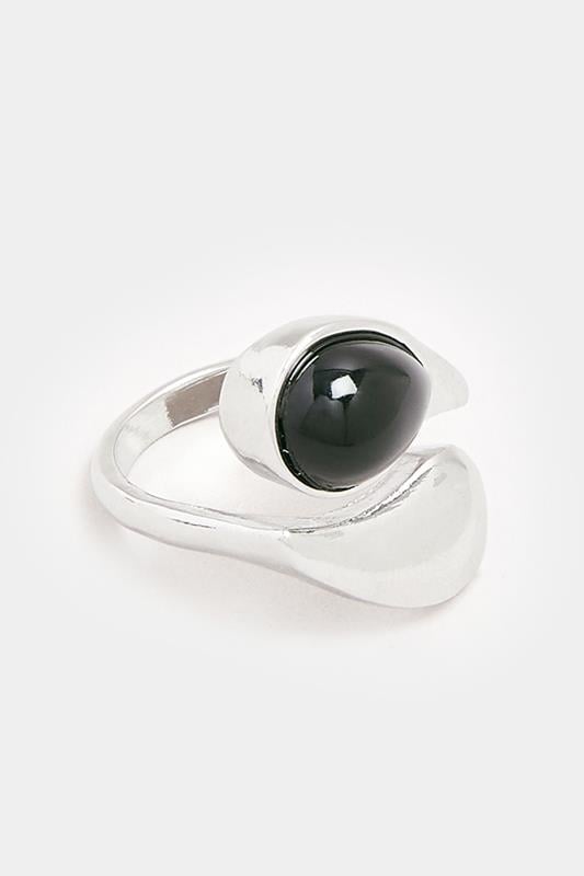 Evans Yours Silver Tone Stone Drop Ring