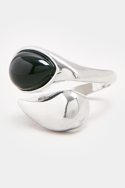 Evans Yours Silver Tone Stone Drop Ring