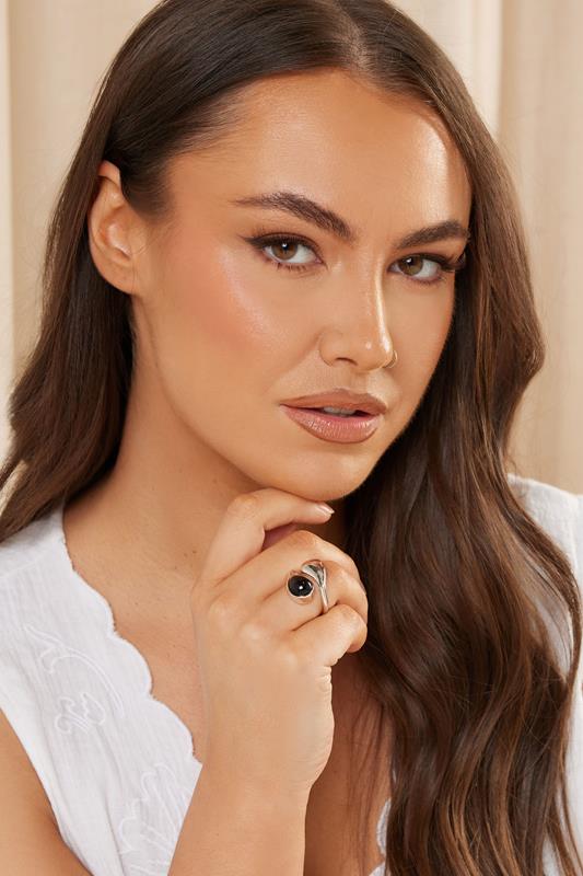 evans Yours Silver Tone Stone Drop Ring