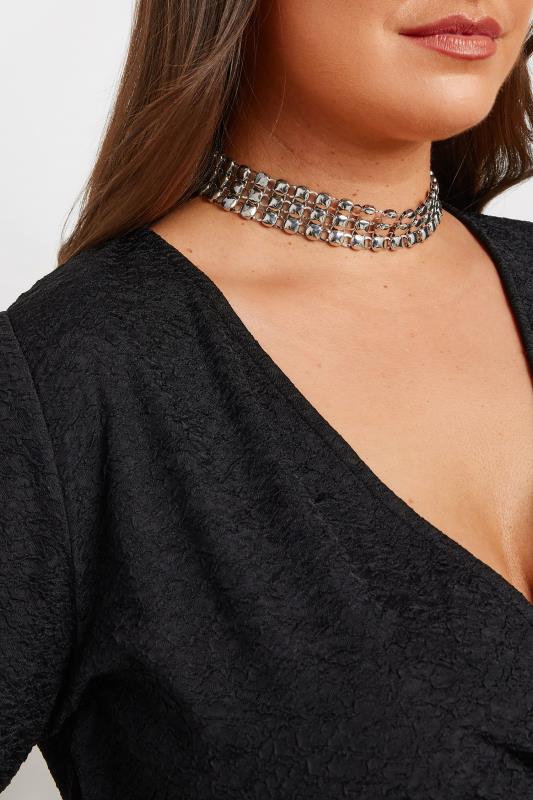 evans Yours Silver Tone Stud Detail Choker