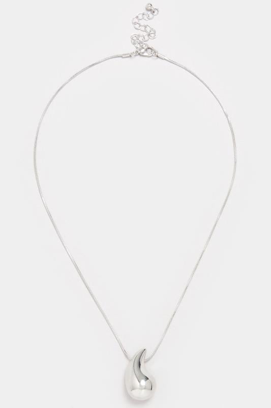 Evans Yours Silver Tone Teardrop Pendant Necklace