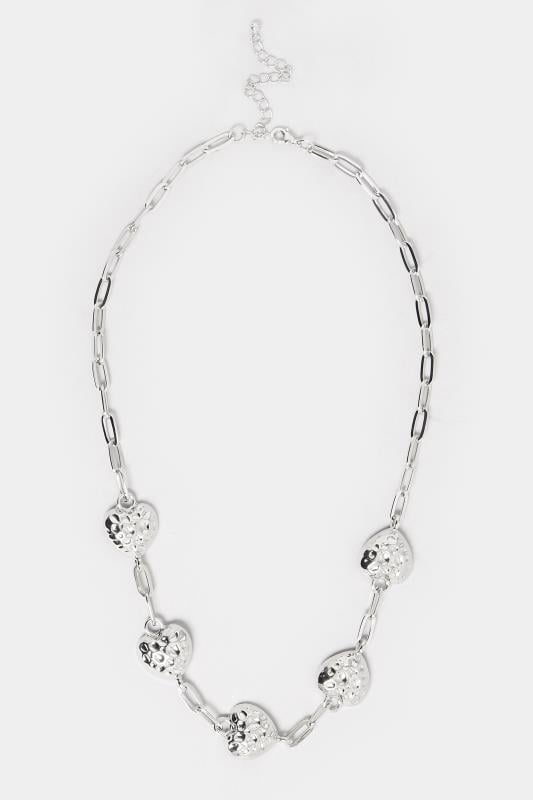 Evans Yours Silver Tone Textured Heart Necklace