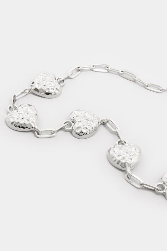 Evans Yours Silver Tone Textured Heart Necklace