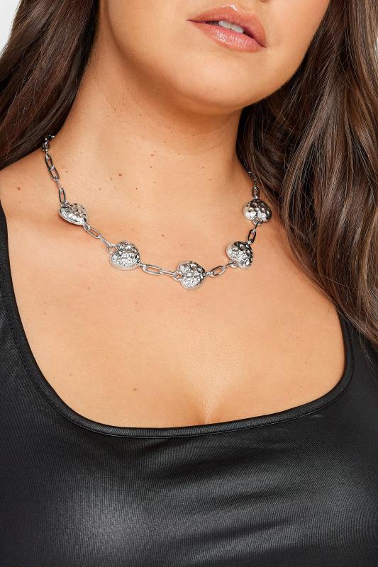 evans Yours Silver Tone Textured Heart Necklace