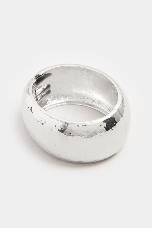 Evans Yours Silver Tone Textured Hinged Bracelet