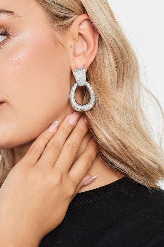 evans Yours Silver Tone Textured Loop Earrings