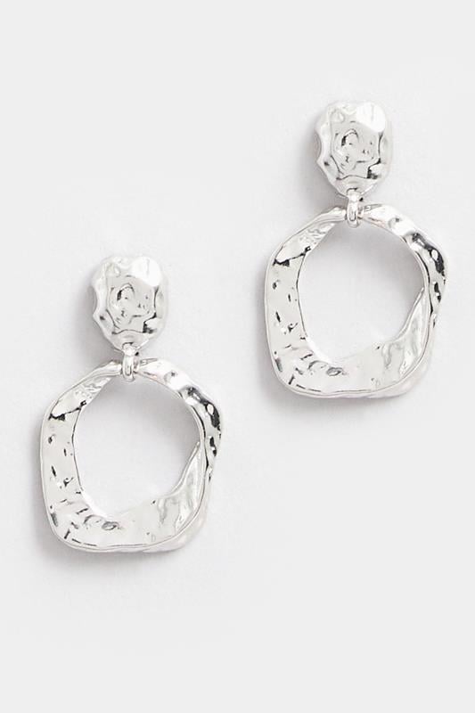 Evans Yours Silver Tone Textured Oval Drop Earring