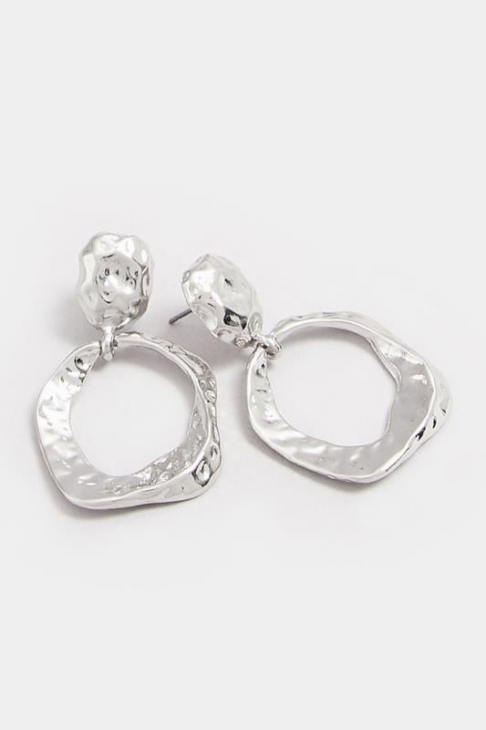 Evans Yours Silver Tone Textured Oval Drop Earring