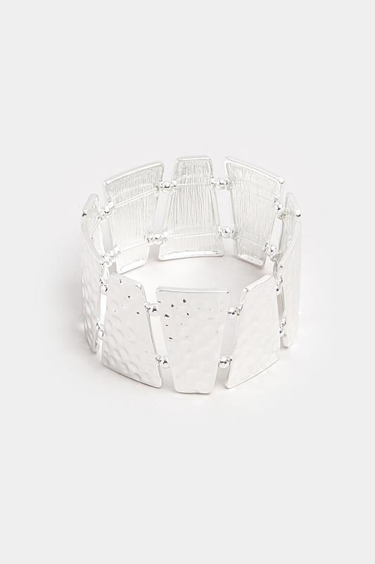 Evans Yours Silver Tone Textured Stretch Bracelet