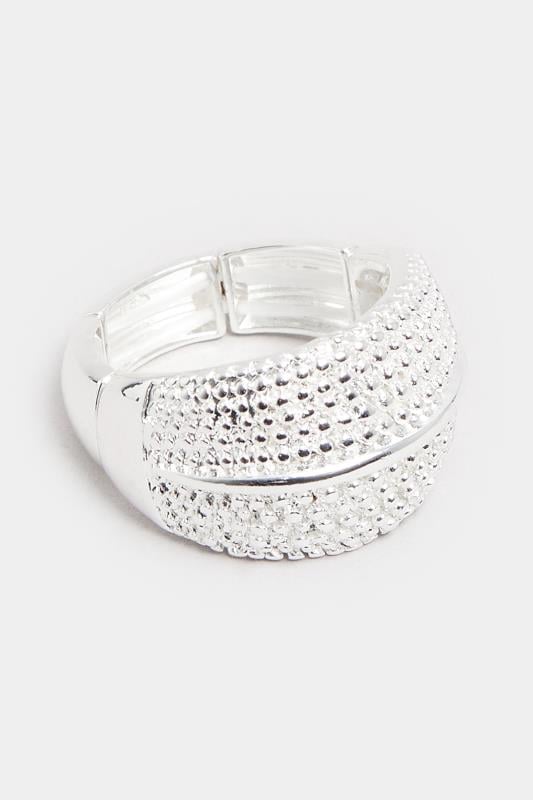Evans Yours Silver Tone Textured Stretch Ring
