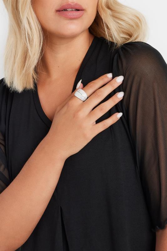 evans Yours Silver Tone Textured Stretch Ring