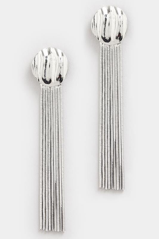 Evans Yours Silver Tone Textured Tassel Earrings