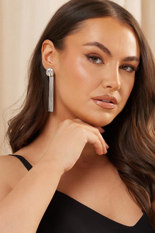 evans Yours Silver Tone Textured Tassel Earrings