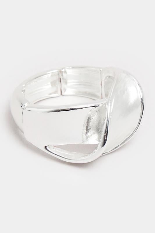 Evans Yours Silver Tone Twist Stretch Ring