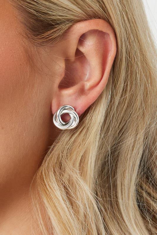evans Yours Silver Tone Twist Stud Earrings